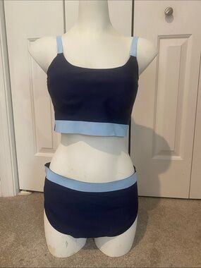 Navy and Light Blue Two-Piece Swimsuit